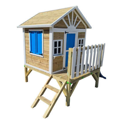 Casita Infantil De Madera Por Paneles Masgames Visby Elevada 60 Cm Verde._1