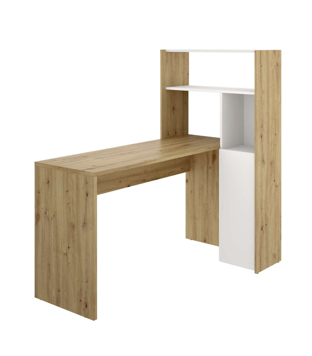Mesa De Despacho Roc Con Estanteria 1 Puerta Acabado Blanco Nordic 138.5 Cm(alto)110.6 Cm(ancho)81.8 Cm(fondo)_2