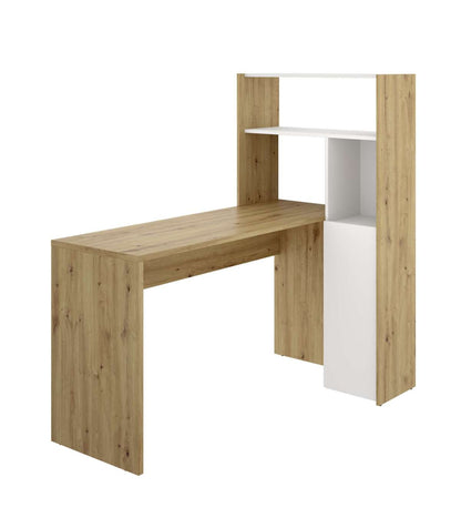Mesa De Despacho Roc Con Estanteria 1 Puerta Acabado Blanco Nordic 138.5 Cm(alto)110.6 Cm(ancho)81.8 Cm(fondo)_2