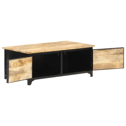 Mesa De Centro De Madera Maciza De Mango 90x50x35 Cm_0