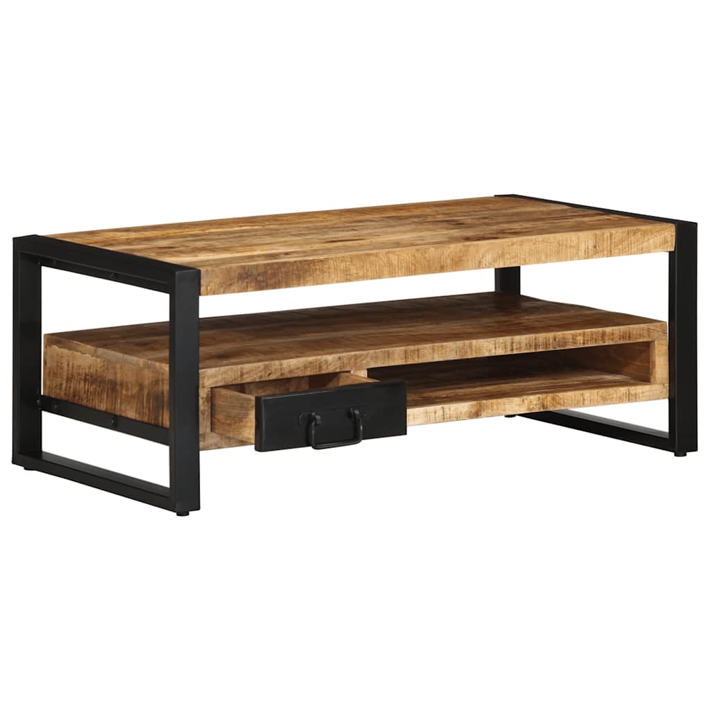 Mesa De Centro De Madera Maciza De Mango Rugosa 90x50x36 Cm_1
