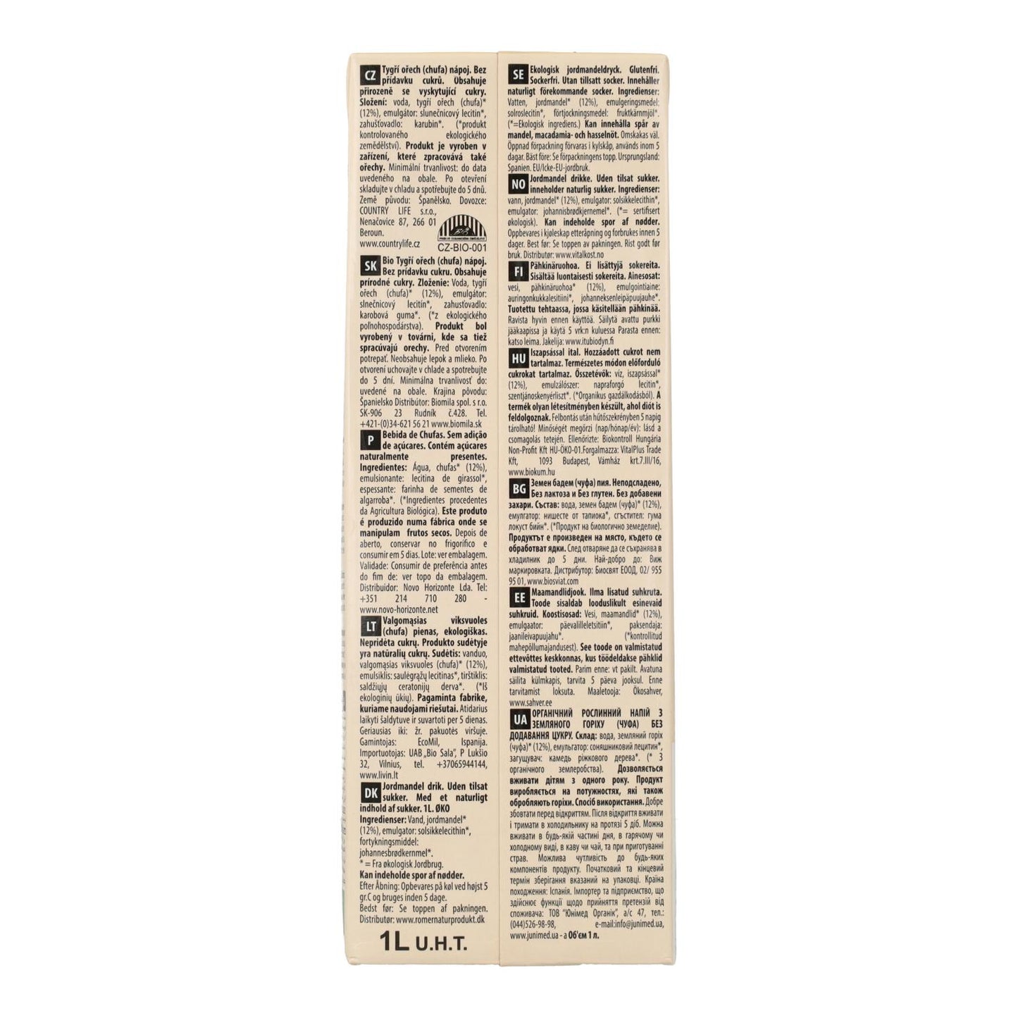 Pack 6L Bebida de Chufa Sem Açúcar EcoMil 1L