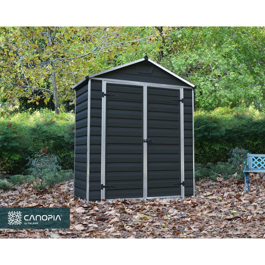 Telheiro de jardim com claraboia 90x185x217 cm cinzento escuro 