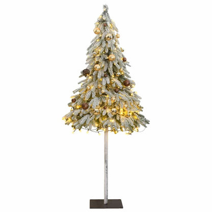 Vidaxl Árbol De Navidad Artificial Con 150 Leds Bolas Y Nieve 150 Cm_0