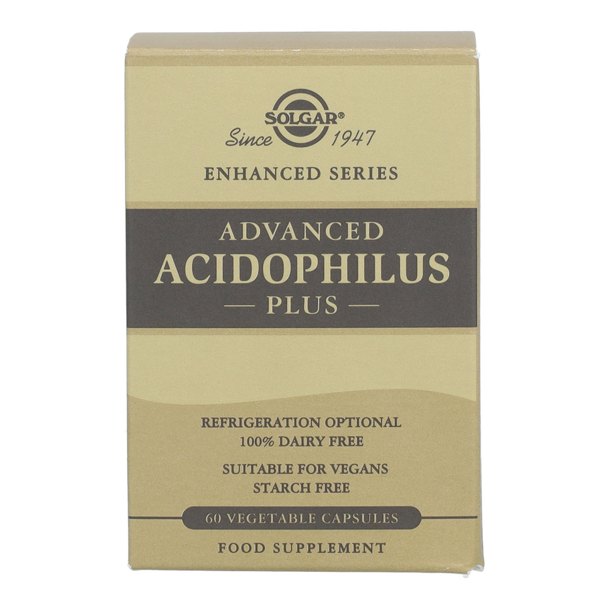 Embalagem de 2 cápsulas vegetais Solgar Advanced Acidophilus Plus 60