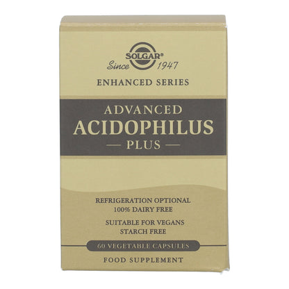 Embalagem de 2 cápsulas vegetais Solgar Advanced Acidophilus Plus 60