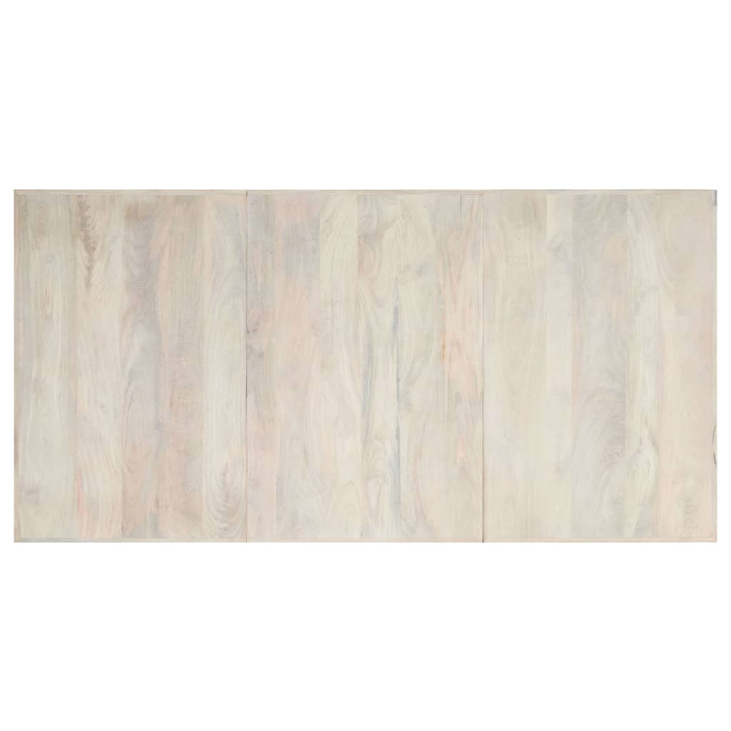 Mesa De Comedor Madera Maciza De Mango Blanco 200x100x75 Cm_2