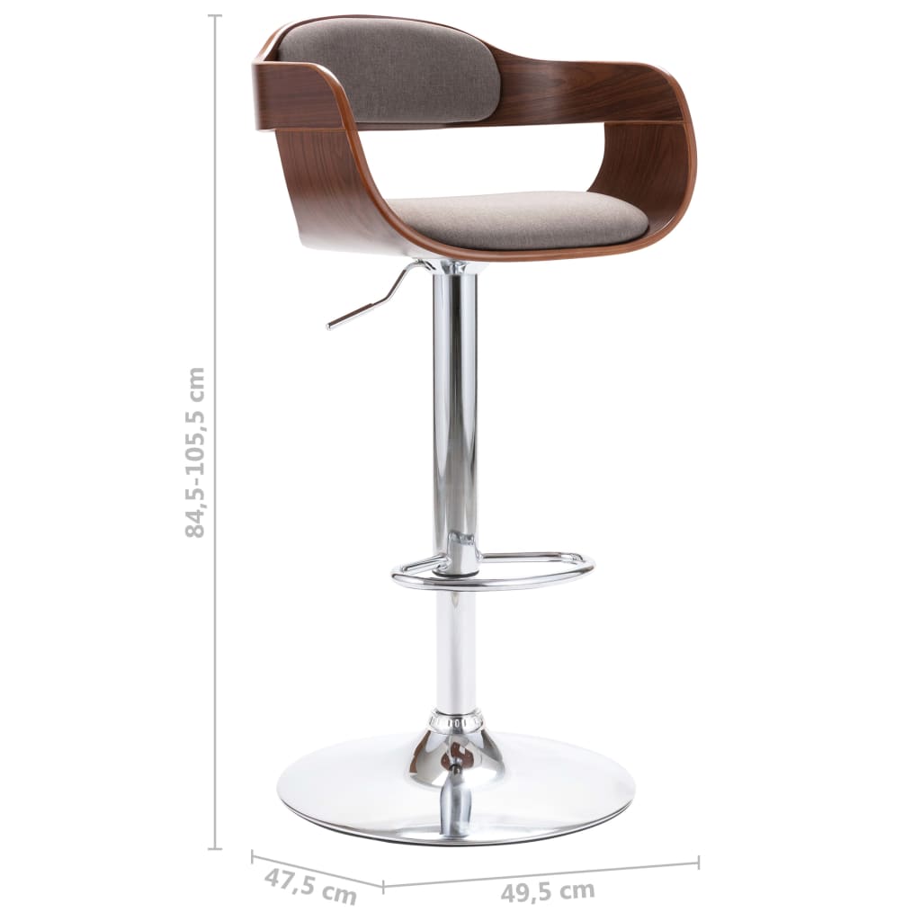 Taburete De Cocina Madera Contrachapada Y Tela Gris Taupe_5