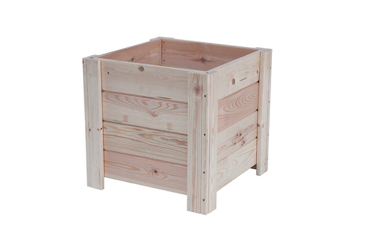 Macetero Elche Cuadrado De Madera Natural De 50 X 50 X 47 Cm 75l Para Interior, Incluye Bolsa Geotextil_0