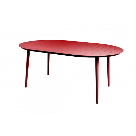 Inari Mesa De Jardín Ovalada De Aluminio Rojo Para 6 Personas 180x120xh75cm- Mobiliario De Jardín_0