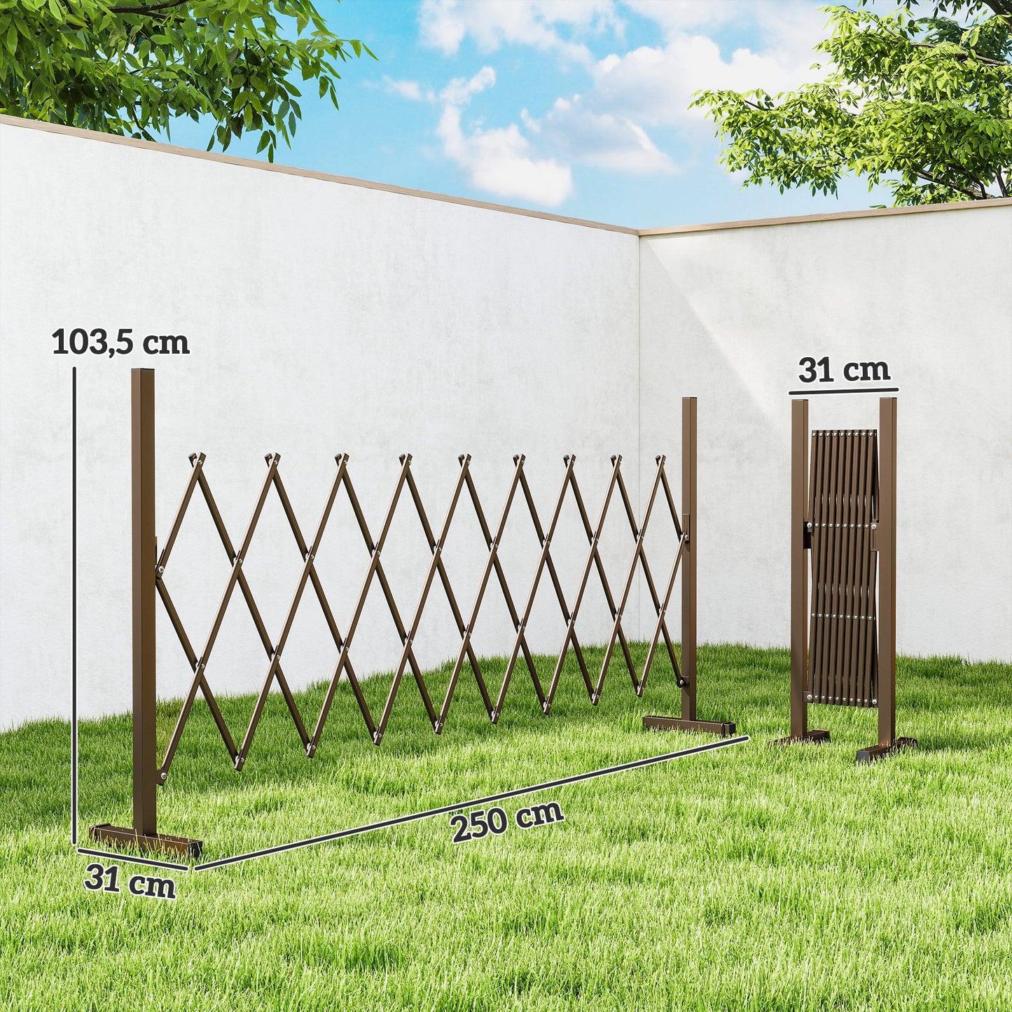 Outsunny Valla De Jardín Exterior Extensible De Aleación De Aluminio Café Oscuro_2