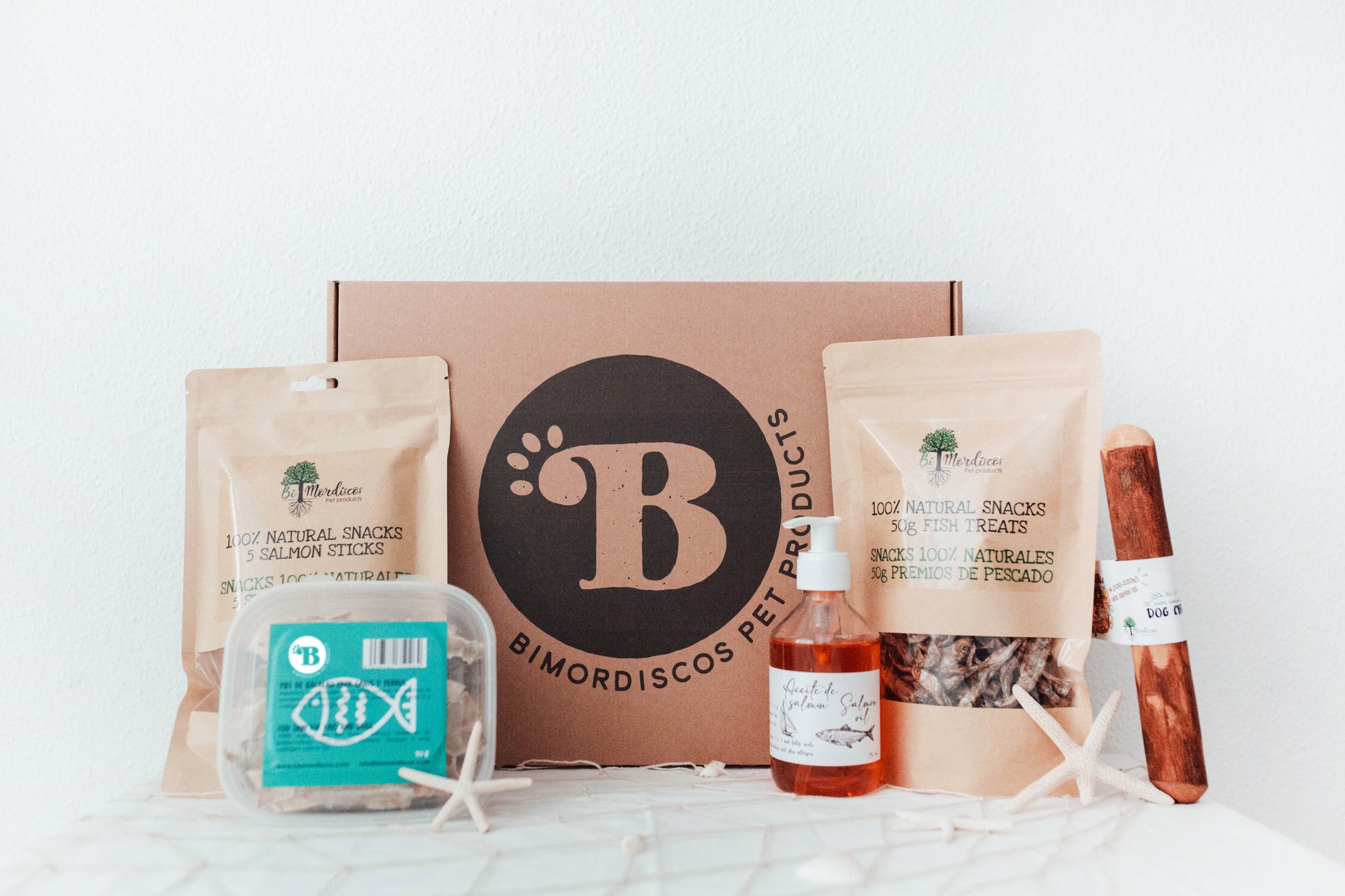 Bimorbox Gold Ocean · Pack Snacks Y Productos Marítimos Para Perros.