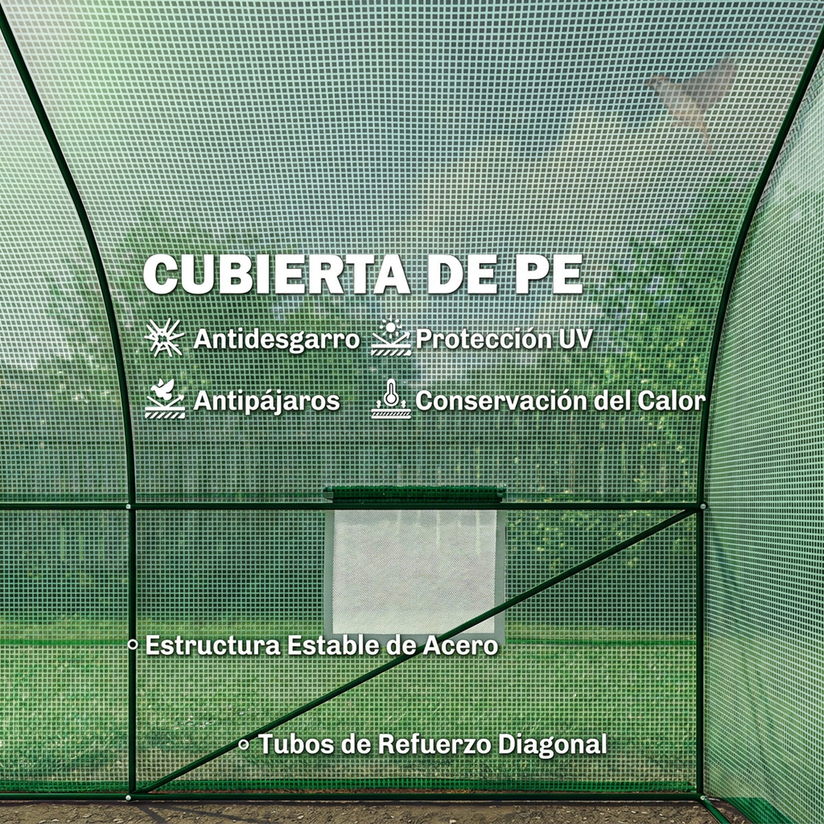 Invernadero De Jardín Outsunny Blanco 8 Ventanas 6x3x2m_3