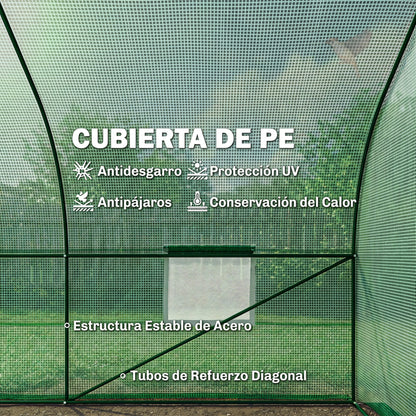 Invernadero De Jardín Outsunny Blanco 8 Ventanas 6x3x2m_3