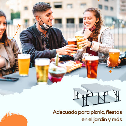 Outsunny Conjunto Mesa Y 2 Bancos Plegables Jardín Camping Picnic 103x63x76 Cm_5