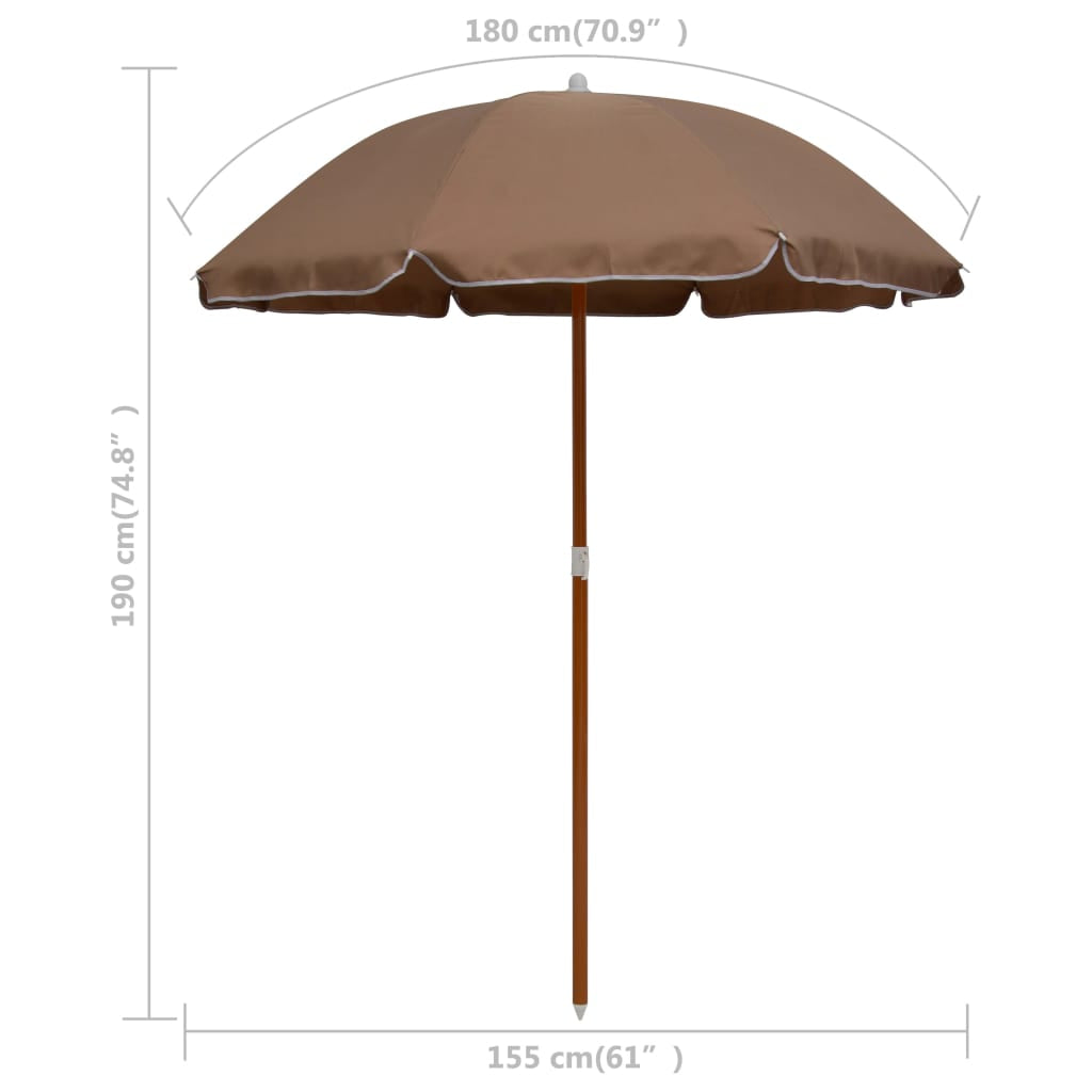 Vidaxl Sombrilla De Jardín Con Palo De Acero Taupe 180 Cm_4