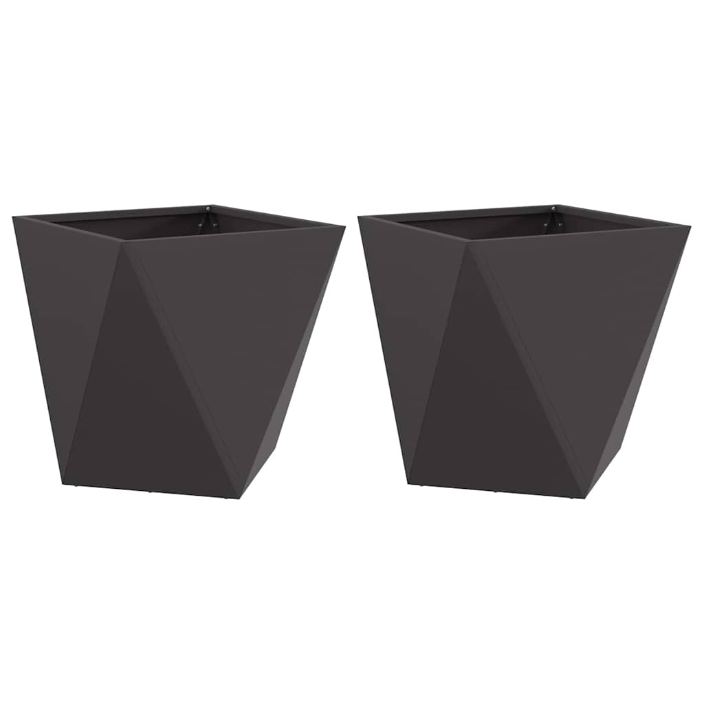 Jardinera 2 Uds. Negro 50 X 50 X 50 Cm Acero_0