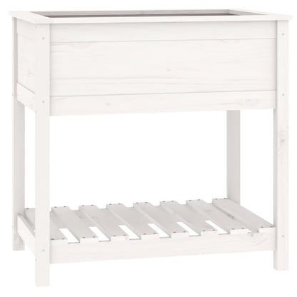 Jardinera Con Estante Madera Maciza De Pino Blanco 82,5x54x81cm_0