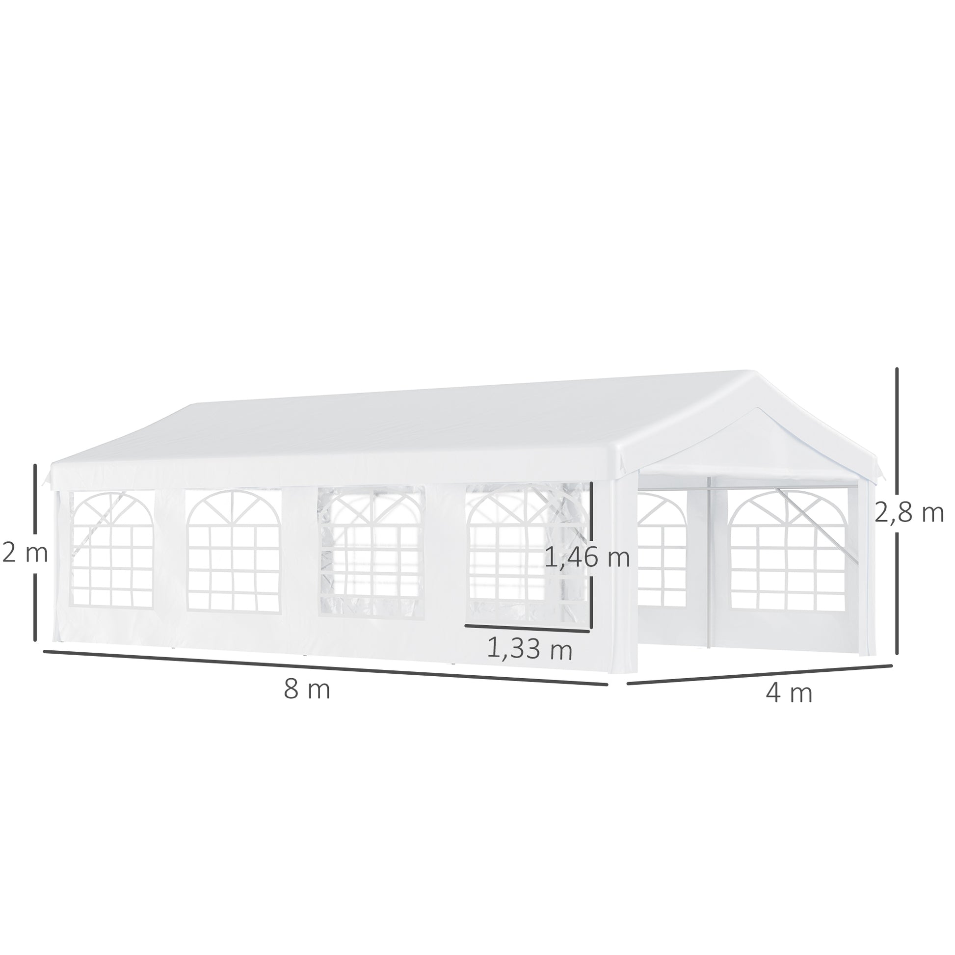 Outsunny Carpa 8x4x2,8m Acero Galvanizado Pabellón Carpas Boda Gazebo Cenador_2
