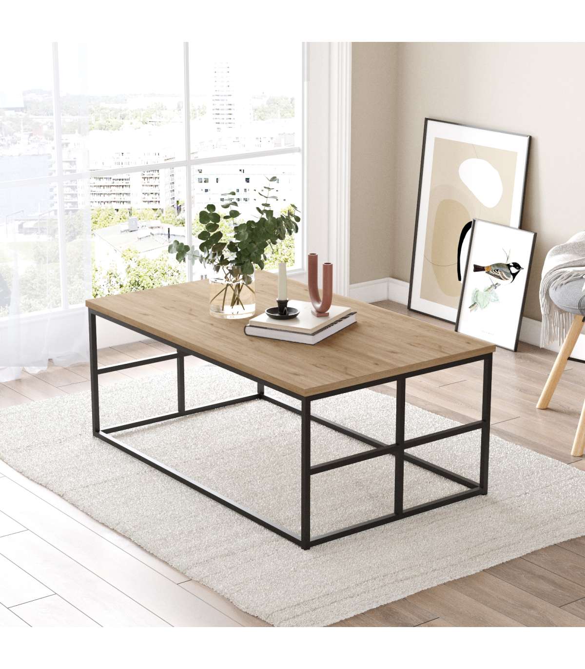 Mesa De Centro Malena Acabado Natural, 40cm(alto) 100cm(ancho) 60cm(fondo)._0