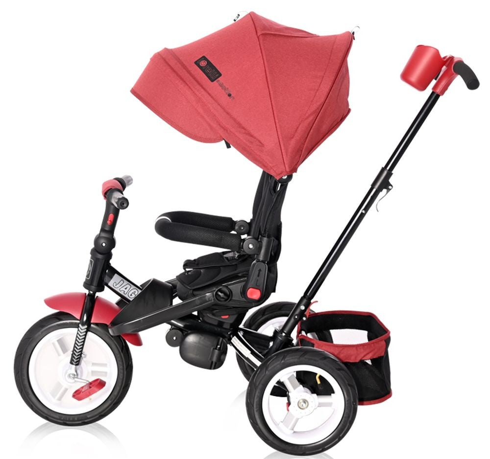 Triciclo Evolutivo Jaguar Con Capota , Asiento Giratorio 360º Y Ruedas Neumáticas Red Black Luxe_1