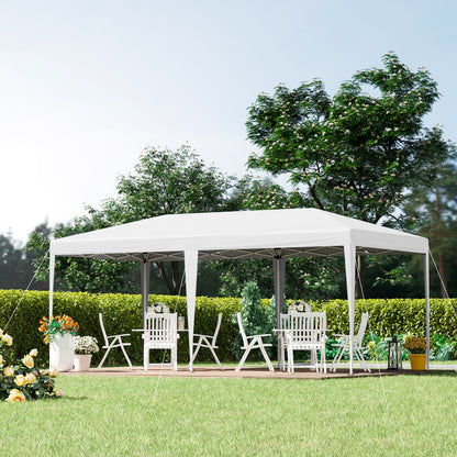 Outsunny Carpa Plegable 6x3 M Con Altura Ajustable En 3 Niveles Blanco_1