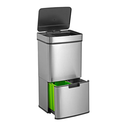 Papelera Reciclaje 67l Acero Inoxidable Cromado_0