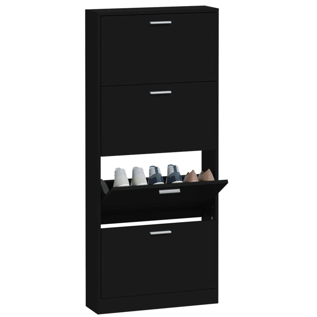 Vidaxl Mueble Zapatero Madera Contrachapada Negro 59x17x150 Cm_3