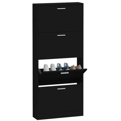 Vidaxl Mueble Zapatero Madera Contrachapada Negro 59x17x150 Cm_3