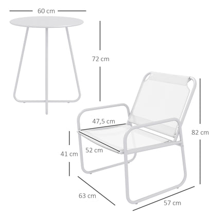 Outsunny Conjunto De Muebles De Jardín Con Marco De Acero Y Reposabrazos Blanco_2