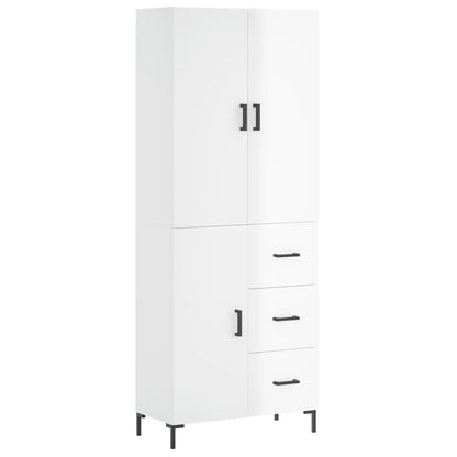 Aparador Alto Madera Contrachapada Blanco Brillo 69,5x34x180 Cm_1