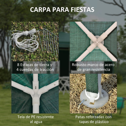 Outsunny Conjunto De 1 Carpa De Jardín 3x3 M Y 2 Paredes Laterales 3x2 M Verde_3