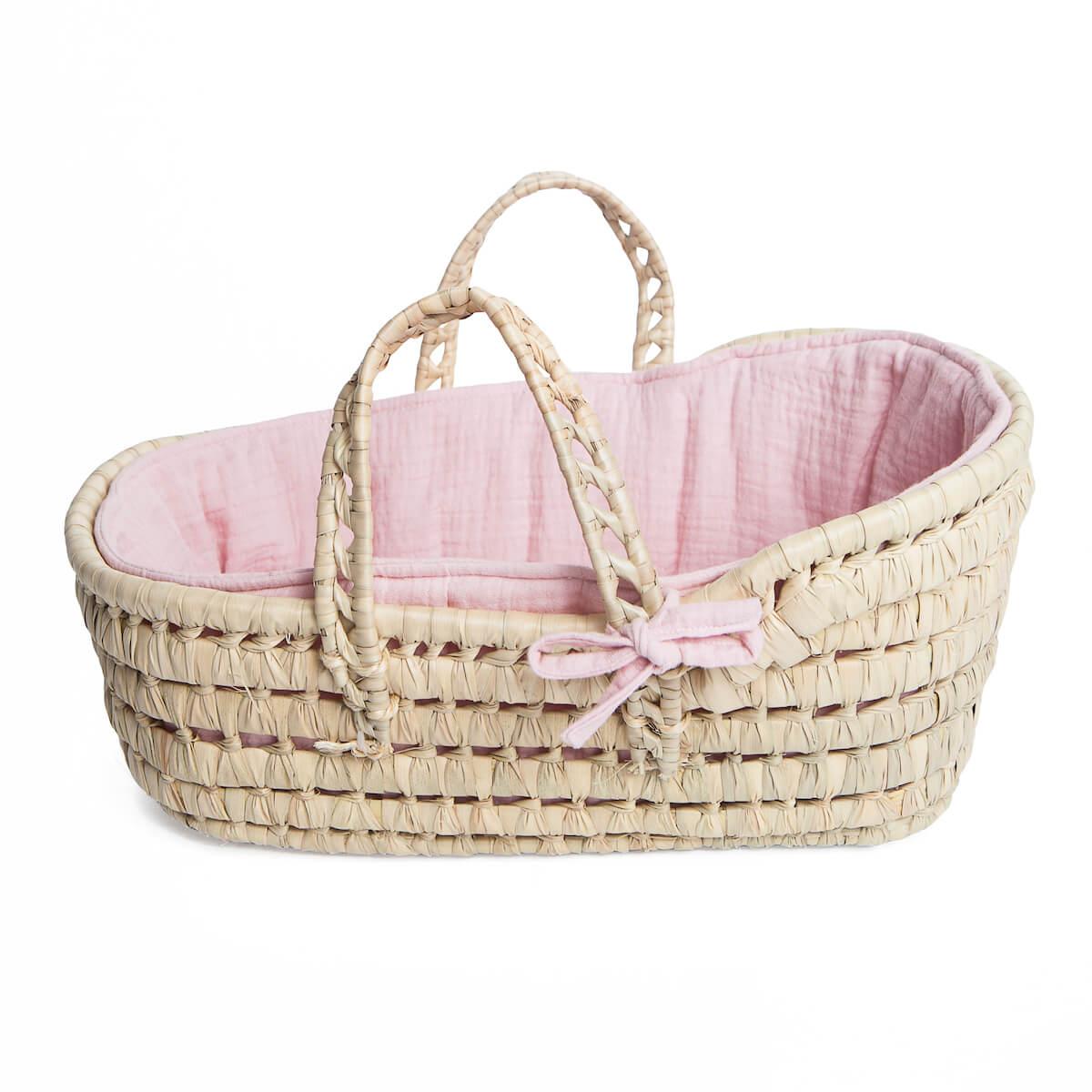 Capazo Mimbre Muñeca Bobble Rosa_0