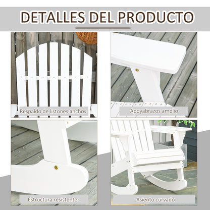 Outsunny Silla De Jardín Mecedora Silla Adirondack De Madera 77x94x97cm Blanco_5