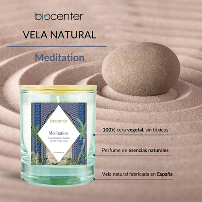 Vela natural de meditação - cera vegetal e óleos essenciais, 200 gr