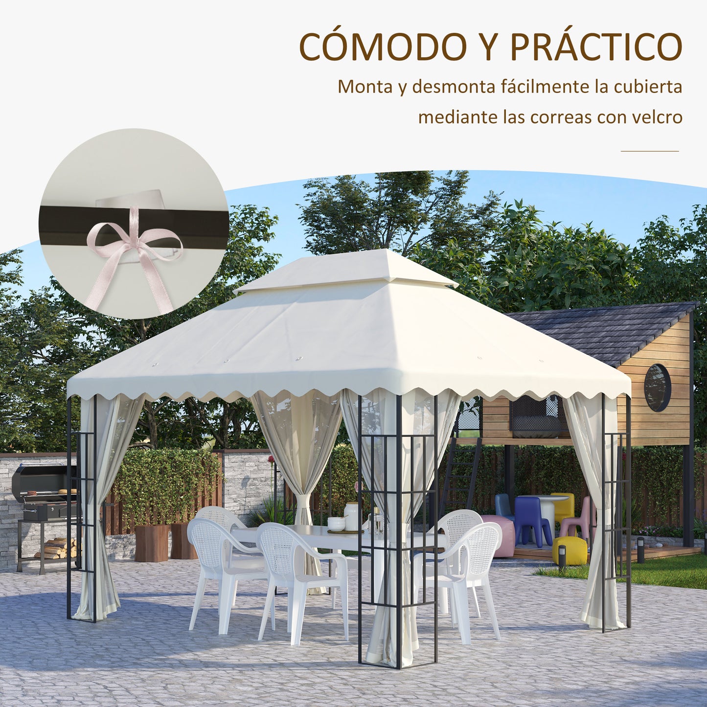 Outsunny Toldo De Repuesto Para Carpa 4x3 M Con Techo De Doble Ventilación_5