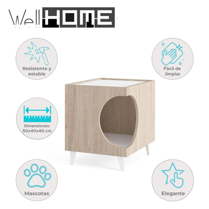 Well Home Mesilla Con Orificio Para Mascotas En Color Madera 50x40x40cm_1