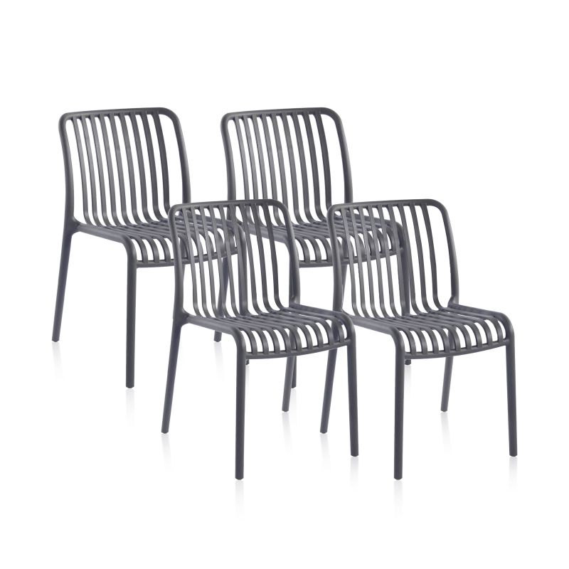 Pack 4 Sillas De Exterior Jamie Polipropileno, Gris, 58 X 80 X 46_1
