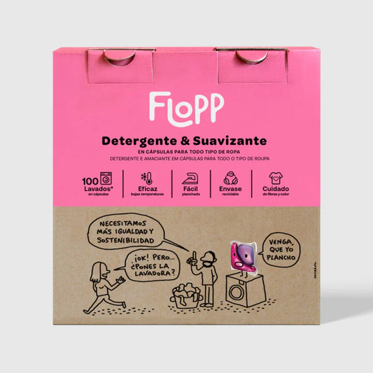 Caixa amaciador de roupa Flopp, 100 cápsulas