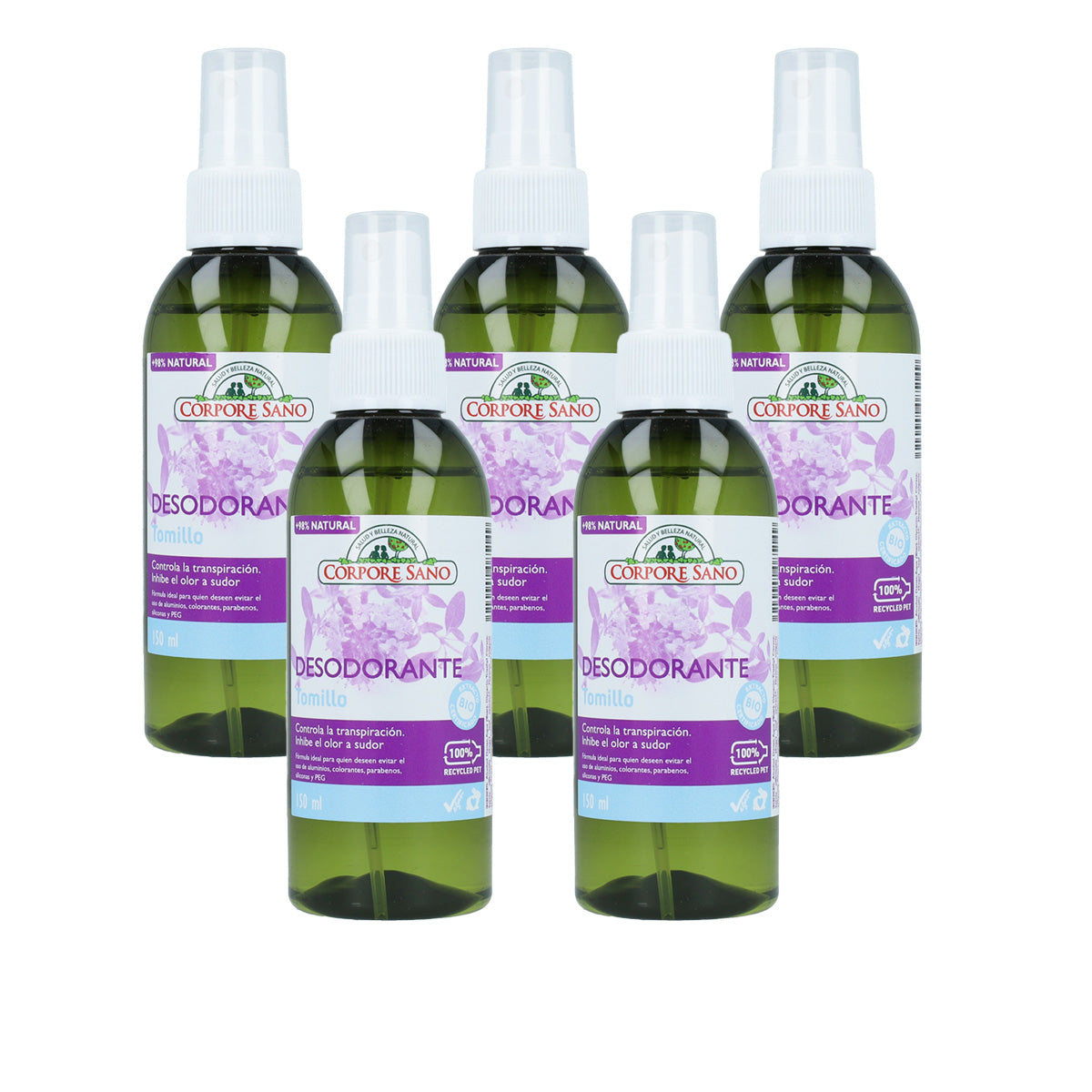 Pack 5x Desodorante tomillo Corpore Sano 150 ml