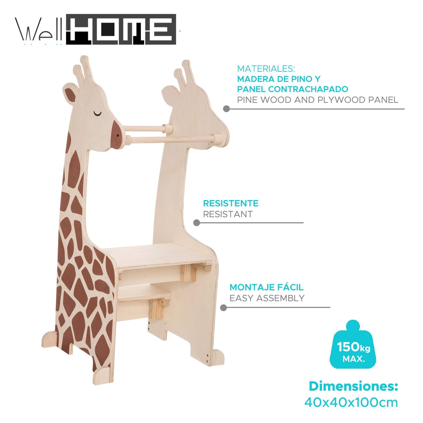 Well Home Torre De Observación Para Niños Diseño Jirafa H.100cm_1