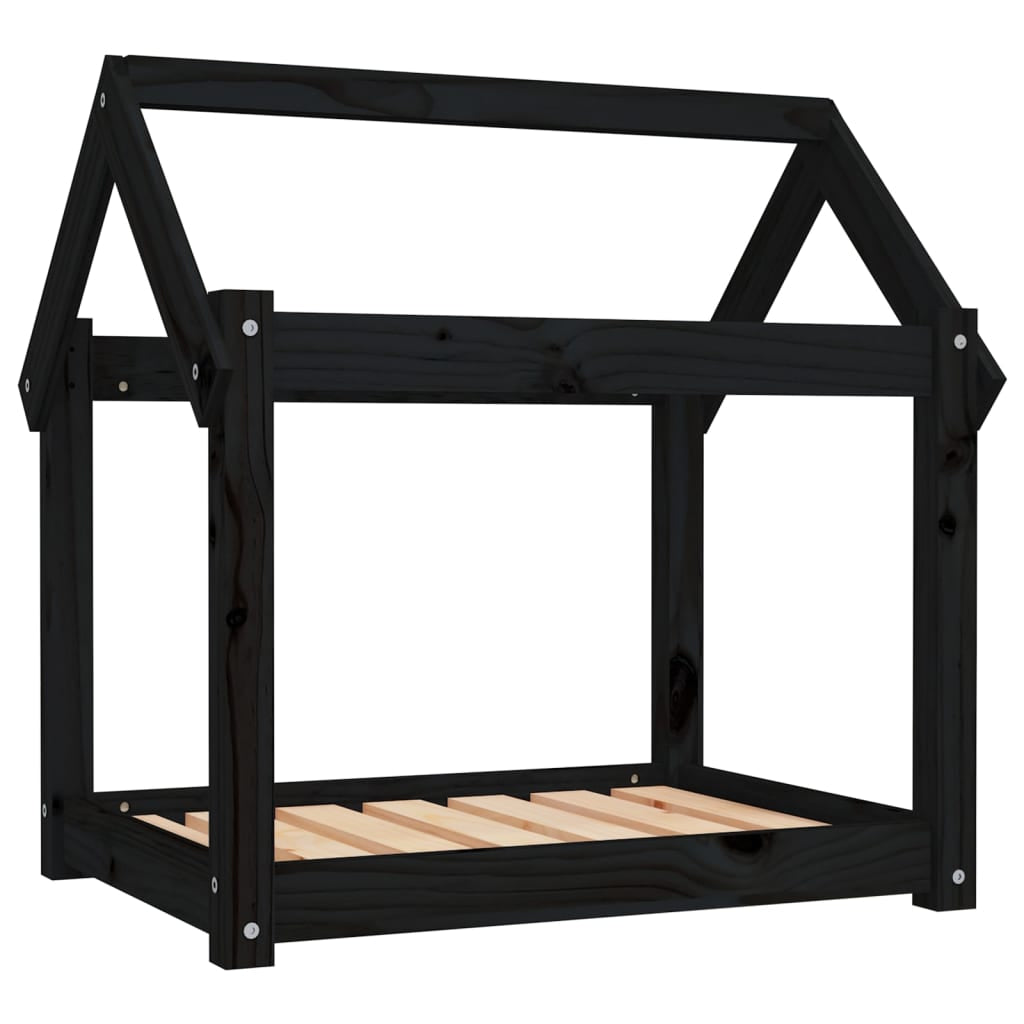 Vidaxl Cama Para Perros Madera Maciza De Pino Negro 71x55x70 Cm_0