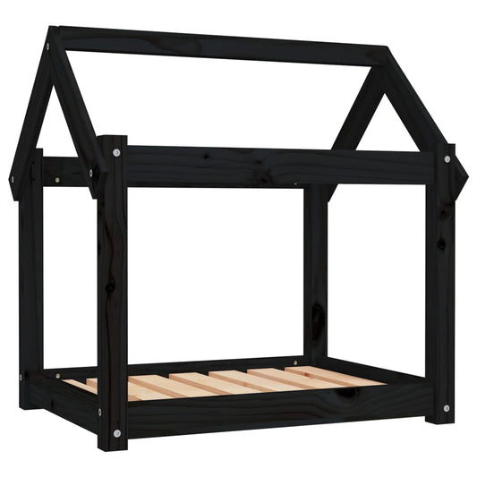 Vidaxl Cama Para Perros Madera Maciza De Pino Negro 71x55x70 Cm_0
