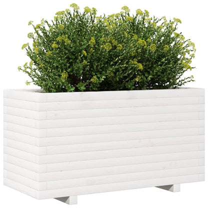 Jardinera Madera Maciza De Pino Blanco 90x40x49,5 Cm_3