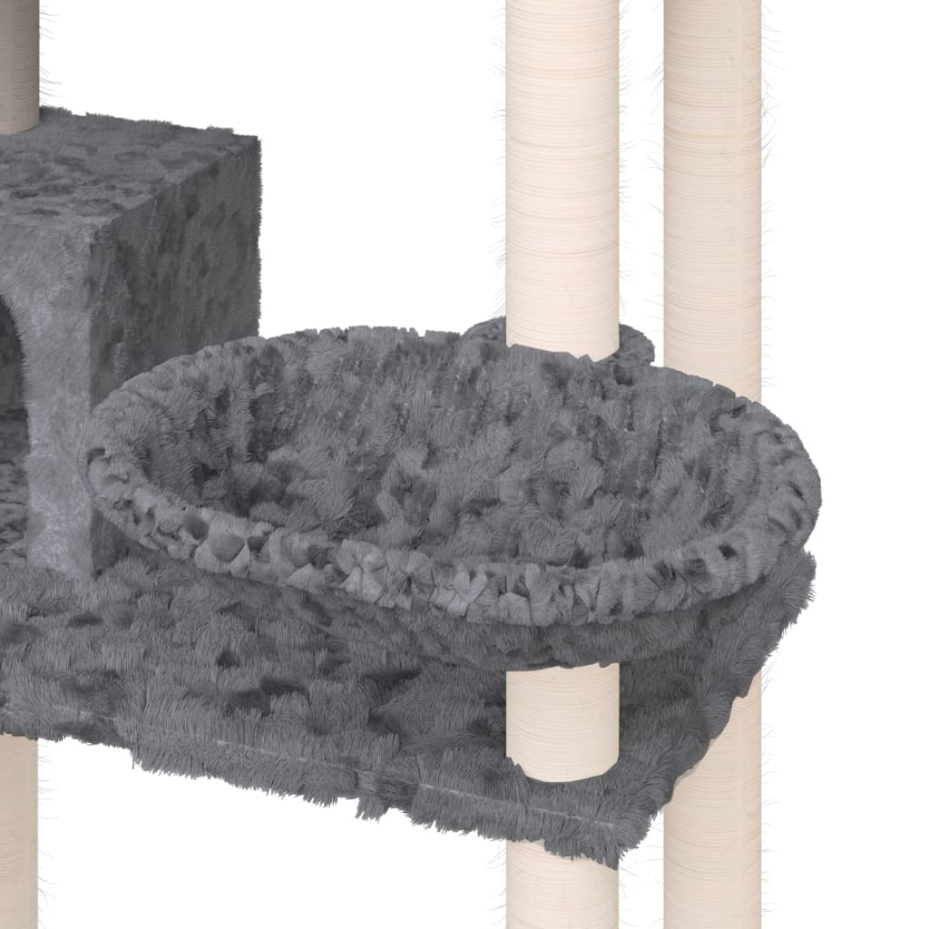 Rascador Para Gatos Con Postes De Sisal Gris Oscuro 131 Cm_5