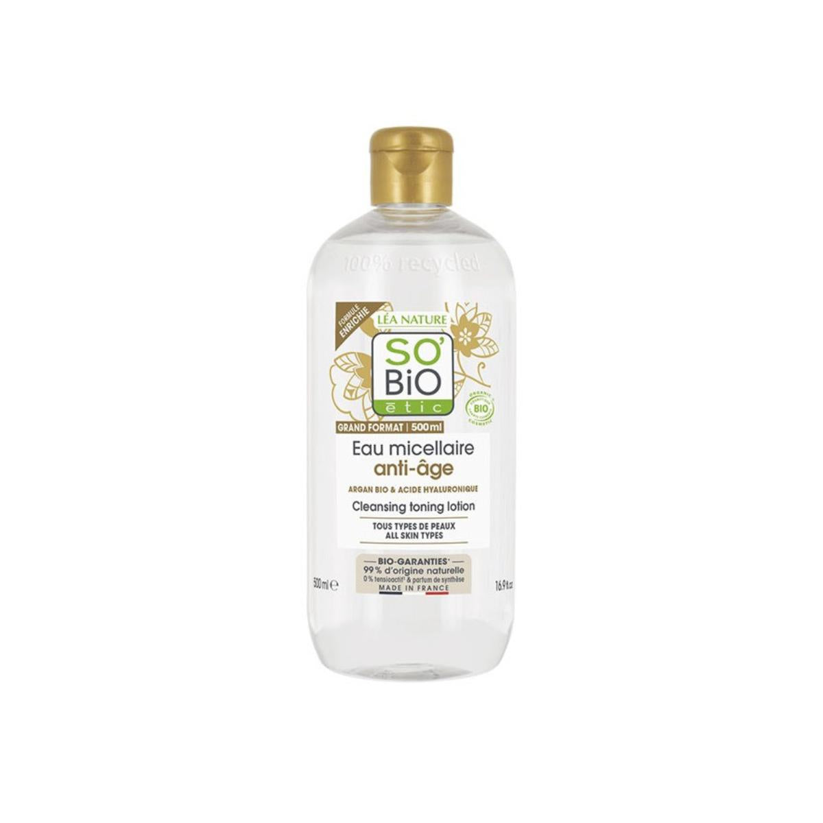 Água micelar anti-envelhecimento So'Bio étic 500 ml