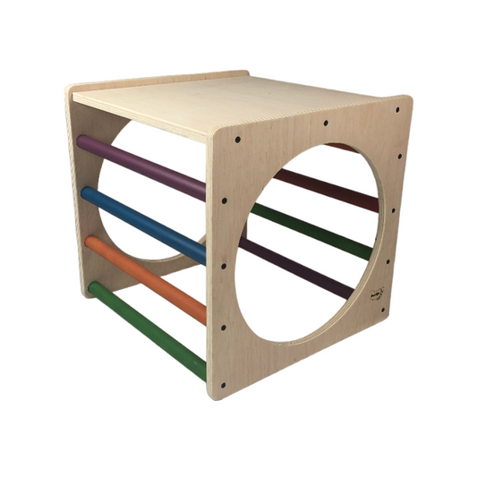 Cubo De Escalada/aprendizaje Pikler De Madera De Colores. Med: 50 X 50 X 50 Cm.cunksc0009. Woodgo._0