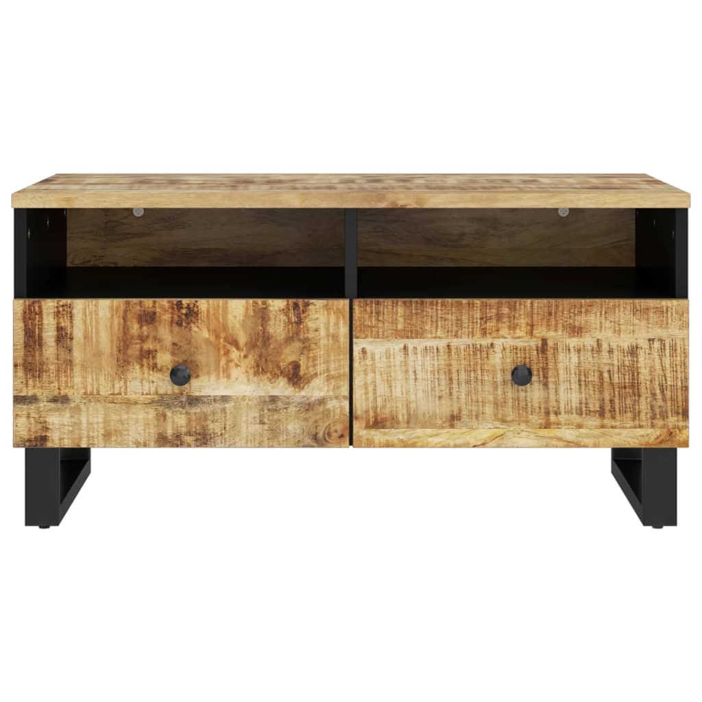 Mesa De Centro Madera Maciza Mango Y Contrachapada 80x54x40 Cm_2