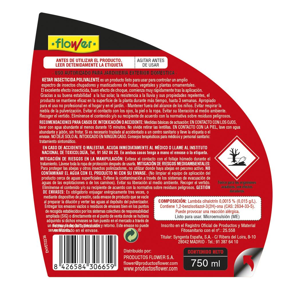 Inseticida multiusos pronto a usar Ketar Flower 750 ml
