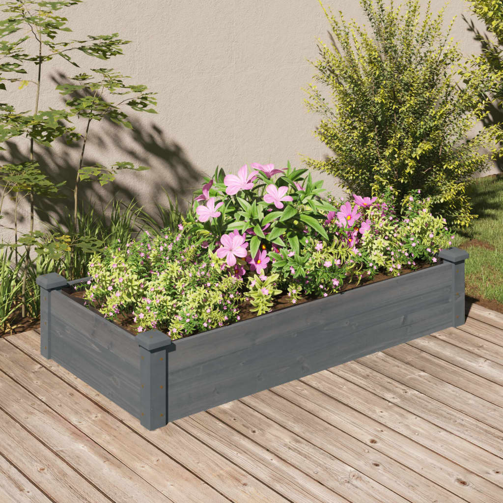 Jardinera Arriate Forro Madera Maciza Abeto Gris 120x60x25 Cm_1